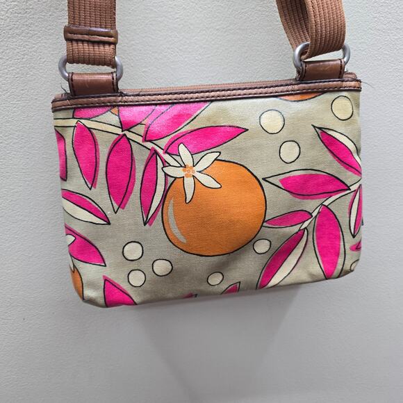 Fossil Key Per Coated Canvas Orange Fruit Print Crossbody Shoulder Bag - Picture 4 of 10